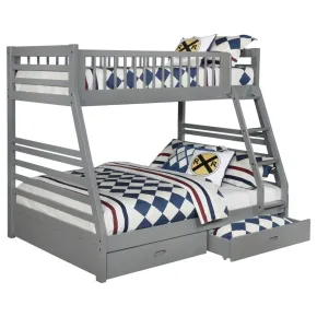 CoasterEssence 460182 Ashton - 2-Drawer Wood Twin Over Full Bunk Bed - Gray