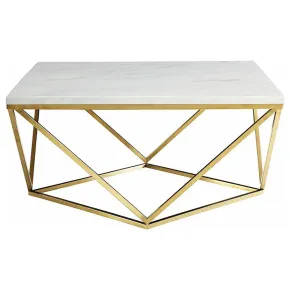 CoasterEssence 700846 Meryl - Square Faux Marble Top Coffee Table - White And Gold