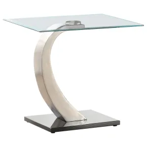 CoasterEssence 701237 Pruitt - Rectangular Glass Top Metal Side End Table - Satin