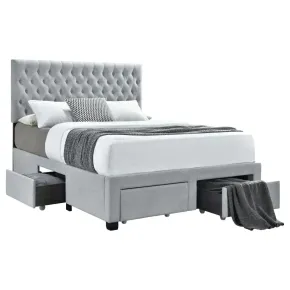 CoasterEssence 305878F Soledad - Upholstered Full Storage Panel Bed - Light Gray