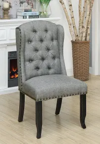 Furniture of America CM3324BK-LG-SC-2PK Sania - Wingback Chair (Set of 2) - Antique Black / Light Gray