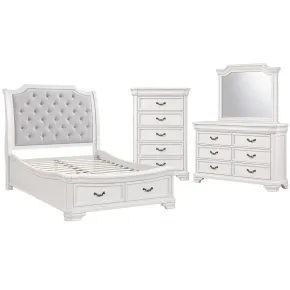 New Classic 00-493W-34C New Classic 00-493W-34C Lyndhurst - 5/0 Queen 4 Piece Bedroom Set (Bed, Dresser, Mirror, Chest) - White