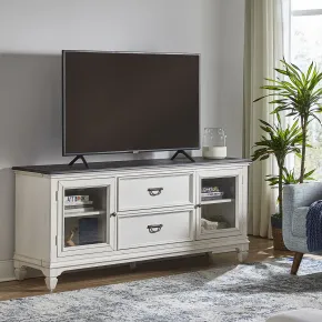 Liberty Furniture 417-TV72 Allyson Park - Entertainment TV Stand - Wirebrushed White / Charcoal