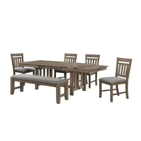 New Classic 40-3412-D4CB New Classic 40-3412-D4CB Harrisburg - Dining Table & 4 Chairs & Bench - Brown