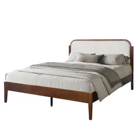 New Classic 00-B1862HW-300 Hawthorne - 5/0 Queen Platform Bed With White Upholstered Headboard - Brown