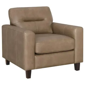 Coaster Fine Furniture 504669 Scotland - Faux Leather Upholstered Track Arm Chair - Brown