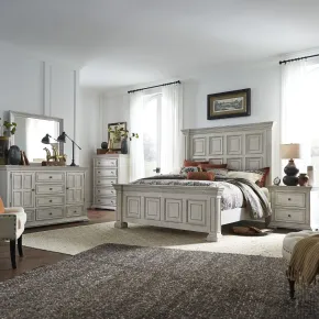 Liberty Furniture 361W-BR-QPBDMCN Liberty Furniture 361W-BR-QPBDMCN Big Valley - 5 Piece Bedroom Set (Queen Panel Bed, Dresser & Mirror, Chest, Nightstand) - Whitestone