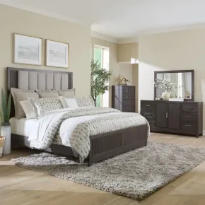Liberty Furniture 313-BR-KUBDMC Liberty Furniture 313-BR-KUBDMC Modern Edge - 4 Piece Bedroom Set (King Upholstered Bed, Dresser & Mirror, Chest) - Caffe