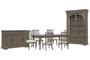 Pulaski Furniture P413240-KIT12 Pulaski Furniture P413240-KIT12 Madison Ridge - Extendable Leg Dining Table With 6 Side Chairs, Server And China Cabinet - Natural Bark