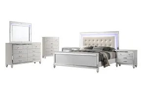 New Classic 02-9698W-16N New Classic 02-9698W-16N Valentino - 6/6 Eastern King 6 Piece Bedroom Set (Bed & Dresser & Mirror & Chest & 2 Nightstands) - White