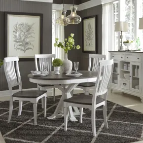 Liberty Furniture 417-DR-5PDS Allyson Park - 5 Piece Pedestal Table Set - Wirebrushed White / Charcoal
