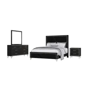 New Classic 00-B1891-34N New Classic 00-B1891-34N Ava - 5/0 Queen 4 Piece Bedroom Set (Bed & Dresser & Mirror & Nightstand) - Black