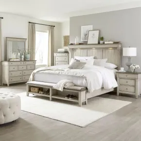 Liberty Furniture 457-BR-CMSDMCN Liberty Furniture 457-BR-CMSDMCN Ivy Hollow - 5 Piece Bedroom Set (California King Mantle Storage Bed, Dresser & Mirror, Chest, Night Stand) - Weathered Linen / Dusty Taupe