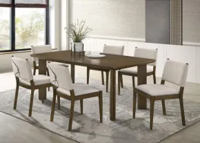 Coaster Fine Furniture 193661-S7 Ottowa - 7 Piece Rectangular Wood Dining Room Table Set - Brown