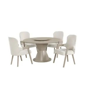 New Classic 40-D4128-D4AC Gwendolyn - Round Dining Table With 4 Arm Chairs - Beige / Natural