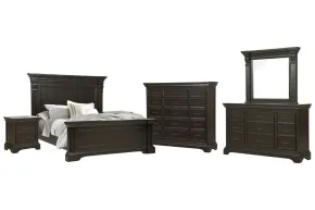 Pulaski Furniture P012-BR-K5-KIT6 Pulaski Furniture P012-BR-K5-KIT6 Caldwell - California King Panel Bed, 2 Nightstands, Drawer Dresser With Mirror And Master Chest - Smoked Molasses