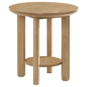 Coaster Fine Furniture 706297 Ottowa - Round Wood Side End Table With Shelf - Washed Oak
