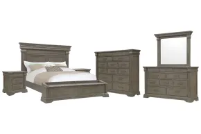 Pulaski Furniture P413-BR-K6-KIT6 Pulaski Furniture P413-BR-K6-KIT6 Madison Ridge - California King Storage Bed, 2 Nightstands, Drawer Dresser With Mirror And Master Chest - Natural Bark