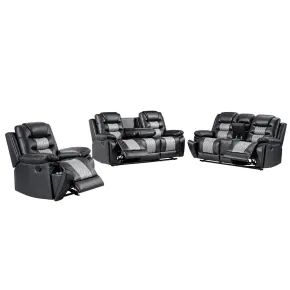 New Classic 20-U7005BKG-3NP New Classic 20-U7005BKG-3NP Nikko - Manual 3 Piece Sofa & Loveseat & Recliner - Black / Gray