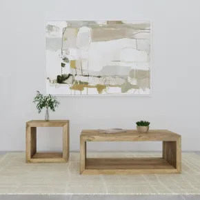 Coaster Fine Furniture 704838-S2 Benton - 2 Piece Solid - Mango Coffee And End Table Set - Natural