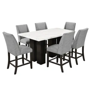New Classic 45-1221-D6C New Classic 45-1221-D6C Faust - Adjustable Table With 6 Counter Chairs - White / Gray