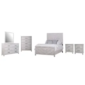 New Classic 00-3314-36N New Classic 00-3314-36N Biscayne - 5/0 Queen 6 Piece Bedroom Set (Bed & Dresser & Mirror & Chest & 2 Nightstands) - Driftwood