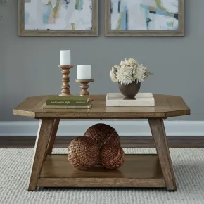 Liberty Furniture 930-OT1010 Carolina Park - Octagonal Cocktail Table - Amber Brown