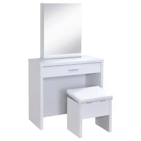 CoasterEssence 300290 Harvey - Vanity Set With Lift - Top Stool - White