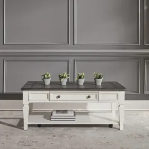 Liberty Furniture 417-OT1010 Allyson Park - Rectangular Cocktail Table - Wirebrushed White / Charcoal