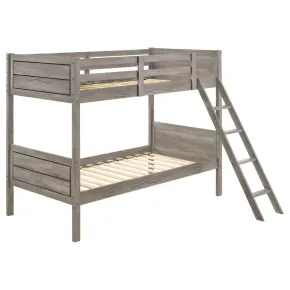 CoasterEveryday 400818 Ryder - Wood Twin Over Twin Bunk Bed - Weathered Taupe