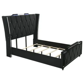 Coaster Fine Furniture 223161Q Lorient - Queen LED Upholstered Wingback Bed - Black