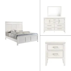 New Classic 00-677W-34N New Classic 00-677W-34N Andover - 5/0 Queen 4 Piece Bedroom Set (Bed & Dresser & Mirror & Nightstand) - White