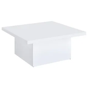 Coaster Fine Furniture 710898 Devar - Square Engineered Wood Coffee Table - White High Gloss