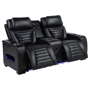 Coaster Fine Furniture 603252PP Zuma - Faux Leather Dual Power Reclining LED Loveseat - Black