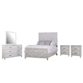 New Classic 00-3314-35N New Classic 00-3314-35N Biscayne - 5/0 Queen 5 Piece Bedroom Set (Bed & Dresser & Mirror & 2 Nightstands) - Driftwood
