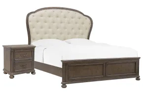 Pulaski Furniture P412-BR-K2-KIT1 Saddle Creek - Queen Upholstered Panel Bed With Nightstand - Timber Brown