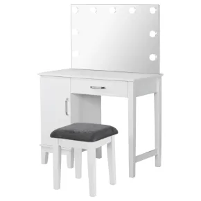 CoasterEveryday 931149 Elijah - Vanity Set With Lighting & Stool - White And Dark Gray