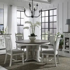 Liberty Furniture 237-DR-5PDS River Place - 5 Piece Pedestal Table Set - Riverstone White & Tobacco