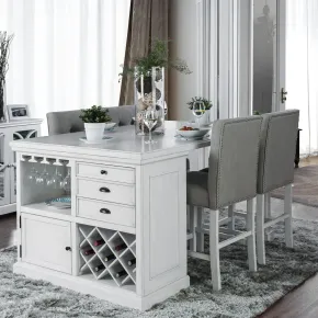 Furniture of America CM3390PT-TABLE Sutton - Counter Height Table - Antique White