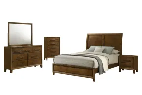 New Classic 00-B0182-35C New Classic 00-B0182-35C Ballard - 5/0 Queen 5 Piece Bedroom Set (Bed, Dresser, Mirror, Chest, Nightstand) - Brown