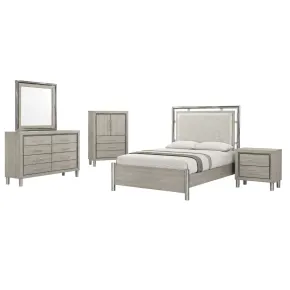 New Classic 00-B1248-35C New Classic 00-B1248-35C Lennox - 5/0 Queen 5 Piece Bedroom Set (Bed, Dresser, Mirror, Chest, Nightstand) - Gray / Silver