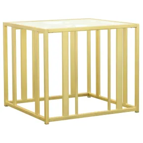 CoasterEssence 723607 Adri - Rectangular Glass Top Side End Table - Matte Brass