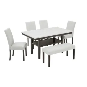 New Classic 40-D422-D4CB New Classic 40-D422-D4CB Carissa - Rectangle Dining Table With 4 Chairs & 1 Bench - White