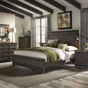 Liberty Furniture 759-BR-CPBDMN Liberty Furniture 759-BR-CPBDMN Thornwood Hills - 4 Piece Bedroom Set (California King Panel Bed, Dresser & Mirror, Nightstand) - Rock Beaten Brown