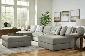 Ashley Furniture 58103/16/46(2)/17/08 Avaliyah - 5 Pc. - 4-Piece Double Chaise Sectional, Ottoman - Ash