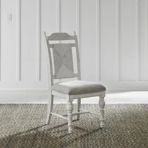 Liberty Furniture 237-C9101S River Place - Panel Back Side Chair - Riverstone White & Tobacco