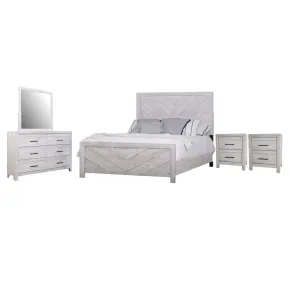 New Classic 00-3314-25N New Classic 00-3314-25N Biscayne - 6/0 Western King 5 Piece Bedroom Set (Bed & Dresser & Mirror & 2 Nightstands) - Driftwood