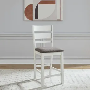 Liberty Furniture 182-B150124 Brook Bay - Slat Back Upholstered Counter Chair - Textured White / Carbon Gray