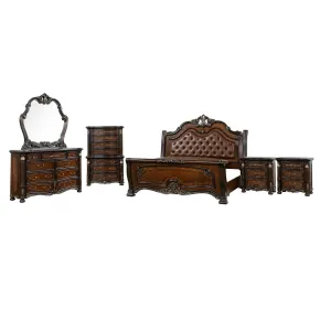 New Classic 00-2477-26N New Classic 00-2477-26N Bella Notte - 6/0 Western King 6 Piece Set Padded Sleigh Bed - Cherry