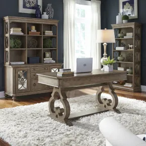 Liberty Furniture 412-HOJ-3DS Simply Elegant - 3 Piece Home Office Set (Desk & Hutch Set) - Heathered Taupe